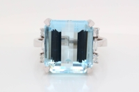 11.50ct Aquamarine & Solid 14K White Gold Ring W/D