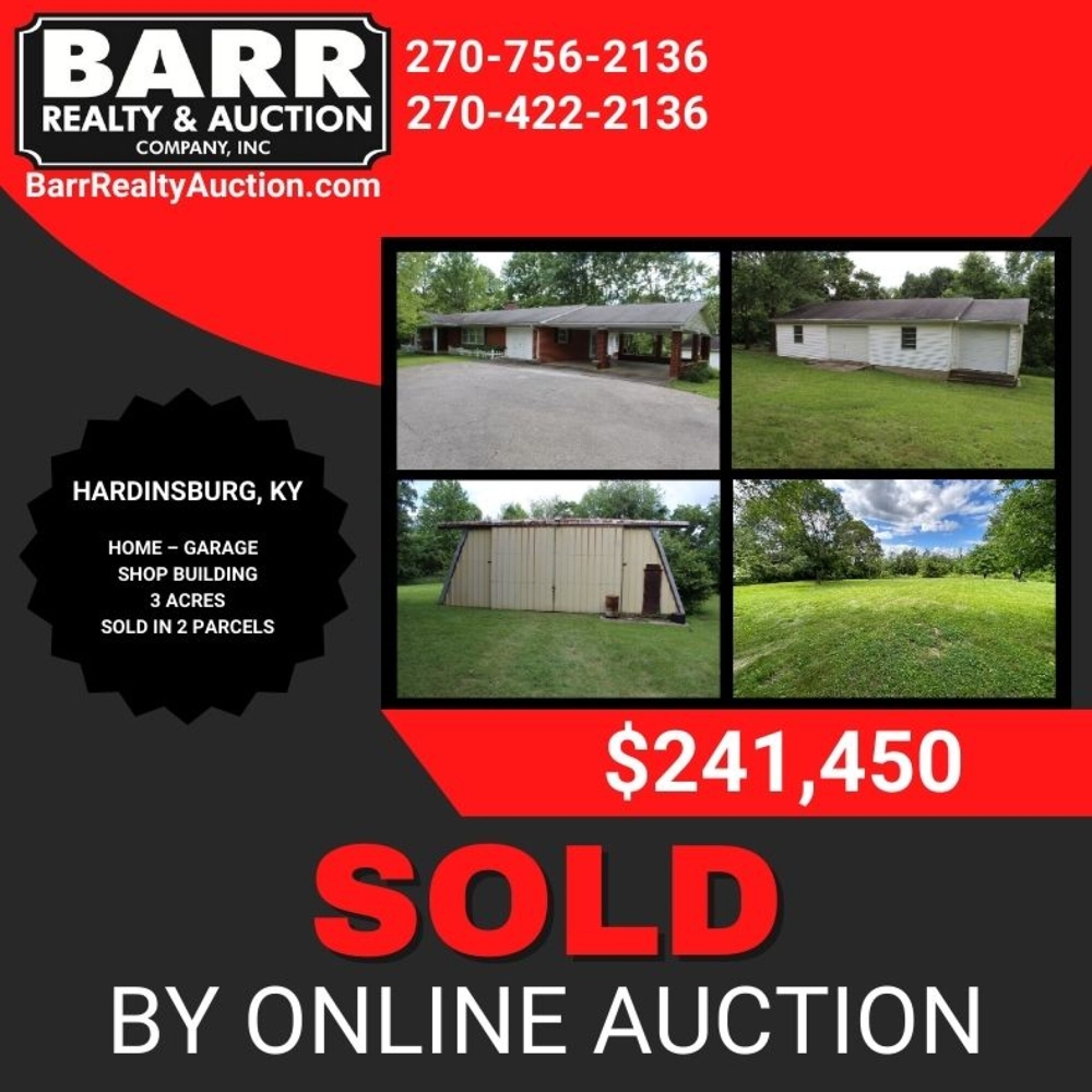 HOME - GARAGE - SHOP BUILDING - 3 ACRES - SOLD IN 2 PARCELS - ONLINE BIDDING ONLY ENDS TUES., JUNE 25TH @ 4:00 PM CDT featured photo 1